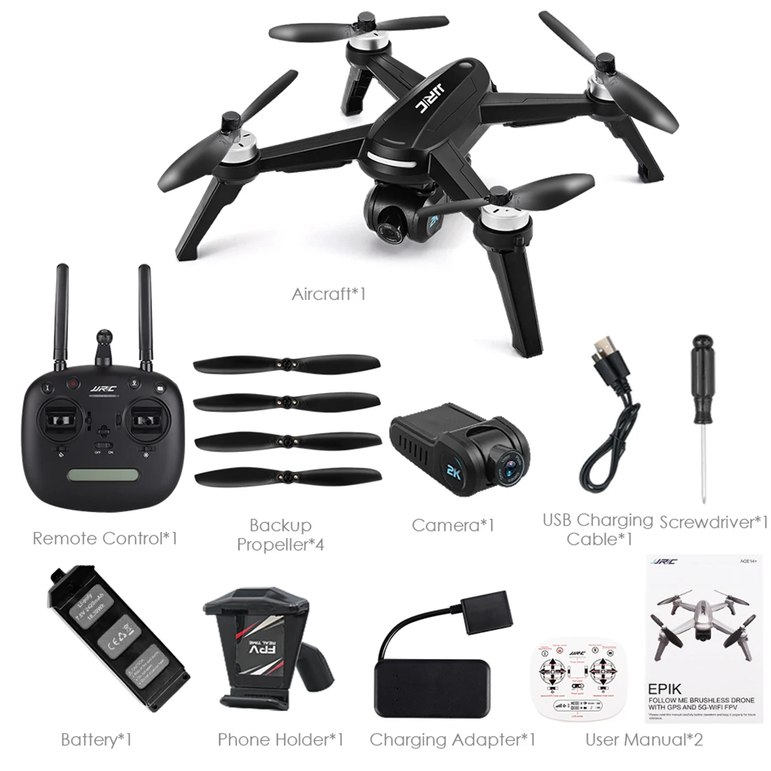 HOBBYINRC для JJRC X5 2K HD RC Квадрокоптер gps позиционирование дрона 5G wifi в реальном времени изображения Дрон с передачей-черный