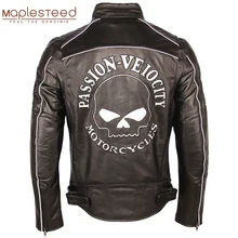 Mavlesteed винтажная потертая кожаная куртка мужская мотоциклетная куртка с черепом Толстая телячья кожа байкерская куртка зимняя M189