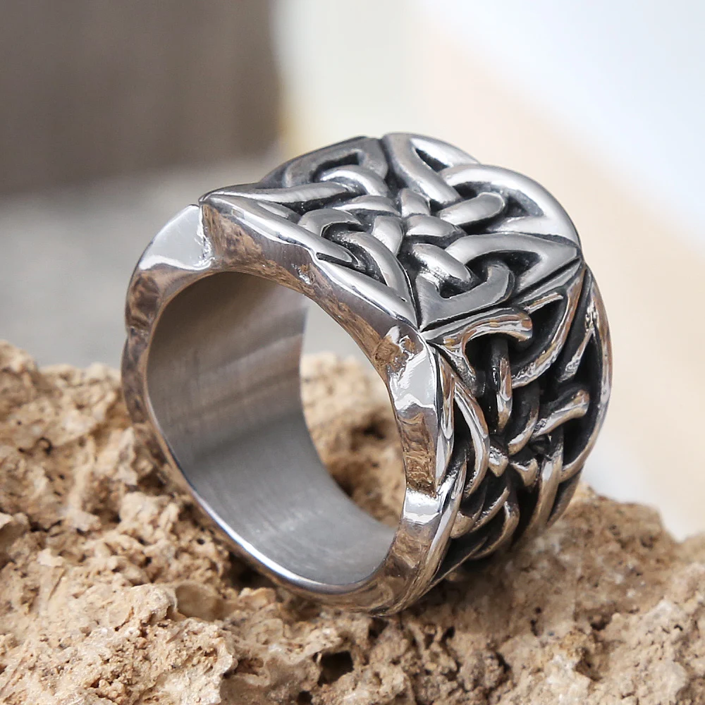 Stainless Steel Rings Heavy Metals Celtics Knot Rings for Men Boys Punk Vintage Stainless Steel Amulet Rings Biker Fashion Jewelry Gifts