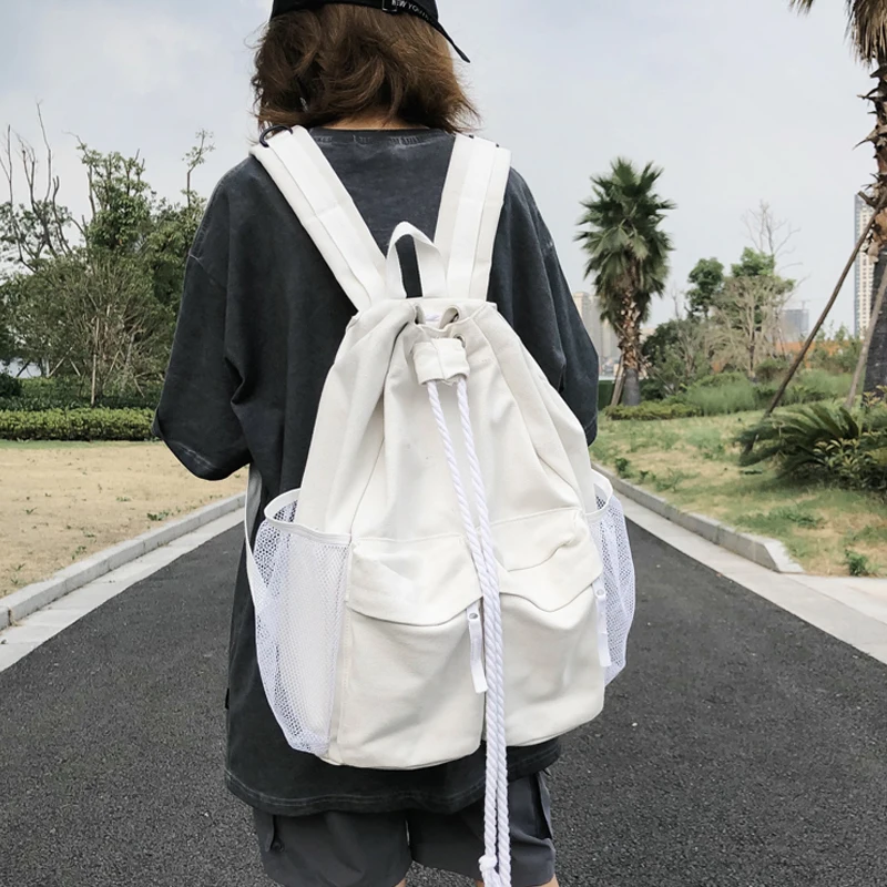 Повседневный холщовый женский рюкзак, школьный рюкзак Харадзюку, женские рюкзаки, сумка для ноутбука, мужские дорожные сумки, черный рюкзак