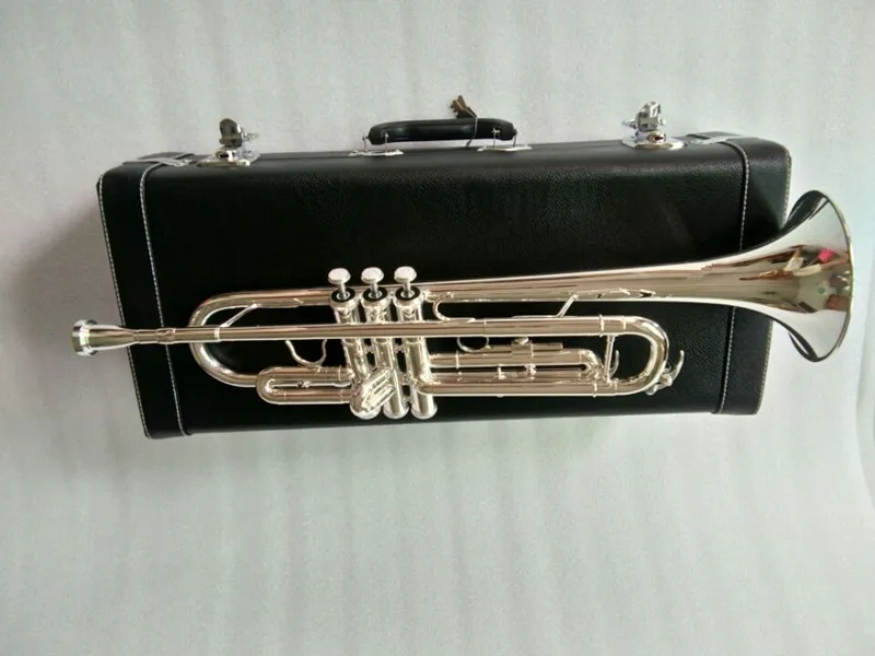 New Stradivarius Silver Trumpet Music Instrument Bb flat trumpet preferred New trumpet super professional performance p