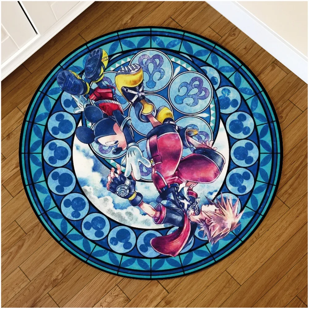Kingdom Hearts Room Doormat Non-slip Mat Glass Circle Velboa Floor Rug Carpet