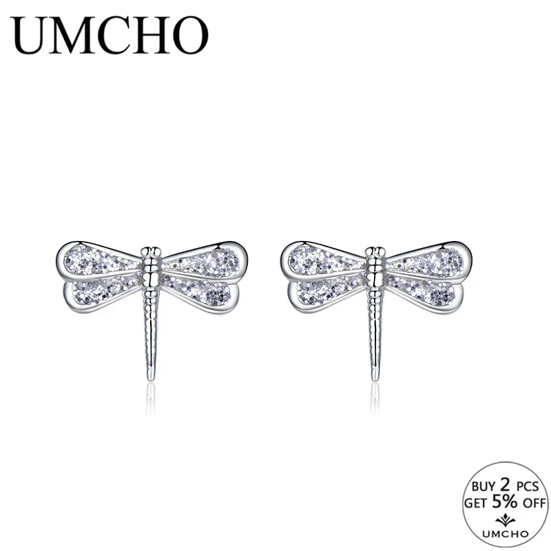 UMCHO Solid Real 925 Sterling Silver Jewelry Fashion Sequin Stud Earrings For Women Birthday Gifts Fine Jewelry