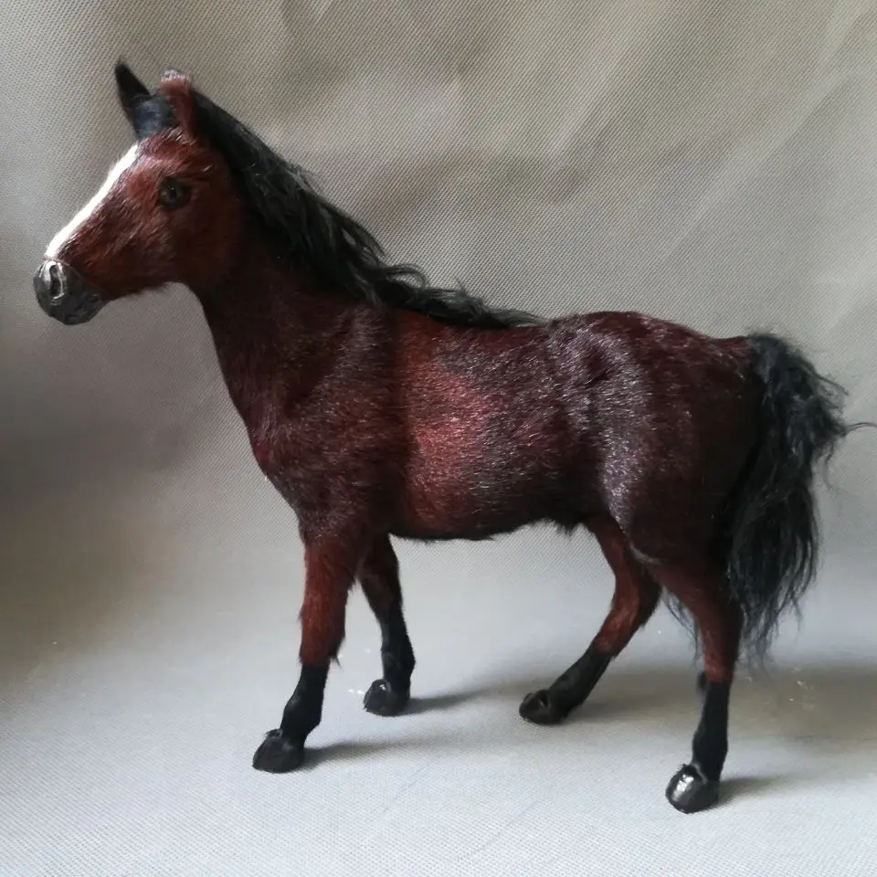 Реальная жизнь игрушка около 26x22 см коричневая игрушечная лошадь полиэтилен и меха лошадь модель домашнего интерьера украшения, рождественский подарок h0558