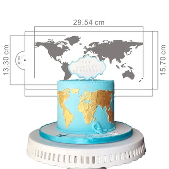 

World Map Design Cake Stencil Plastic Cake Border Stencils DIY Drawing Lace Template Cake Mold Cake Decorating Tool Bakeware