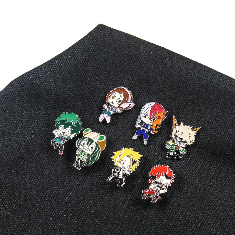Брошь с надписью «My Hero Academy» Midoriya Izuku Todoroki Shoto Bakugou Katsuki Kirishima Eijiro Kaminari Denki Asui Tsuyu металлические броши