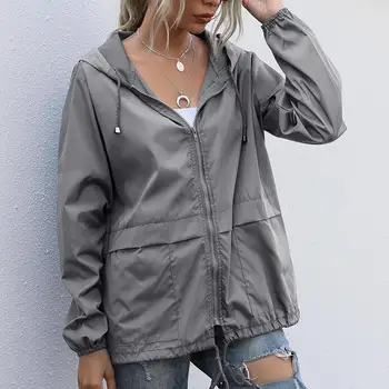 Women Rain Jacket Outdoor Running Hooded Windproof Short Raincoat Casual Spring Autumn Coats Breathable Clothing 2