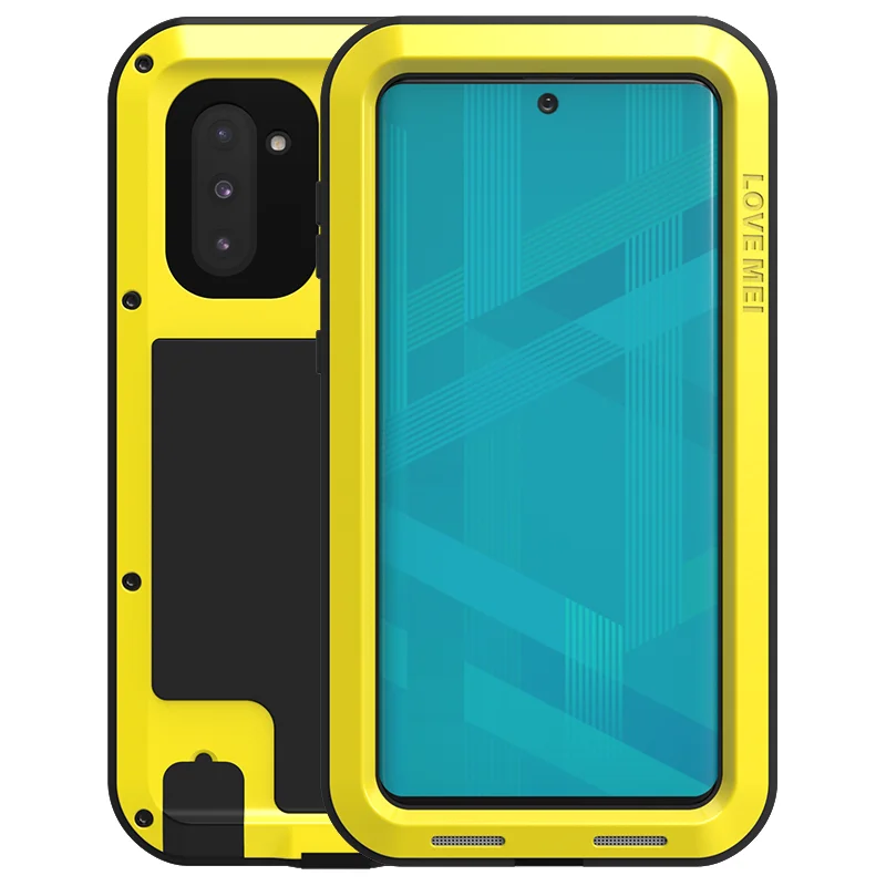 Мощный чехол Love Mei для samsung Galaxy Note 10/Note 10 Pro Note10 Plus противоударный металлический алюминиевый чехол - Цвет: Цвет: желтый