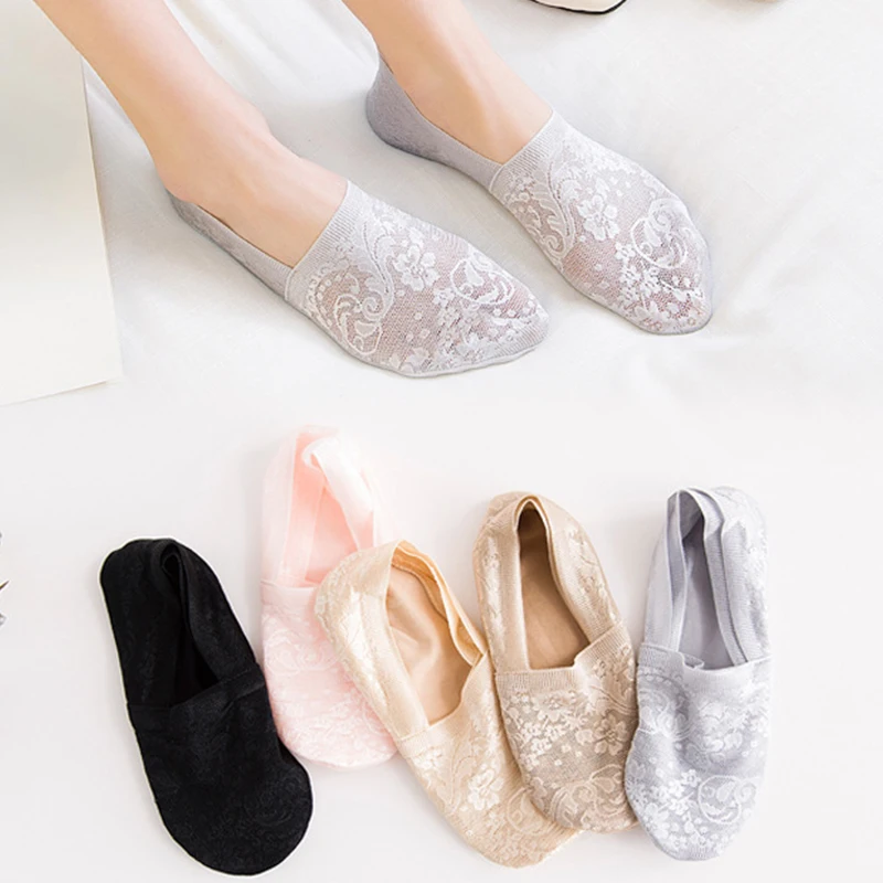 

Autumn new Deep mouth boat female Non-slip lace Flower thin socks Sports boat Short Sock Antiskid Invisible Ankle Socks 2019