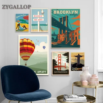 

Vintage Travel City Posters and Prints Landscape Art Canvas Painting Scandinavian Wall Pictures For Living Room Home Decor obraz