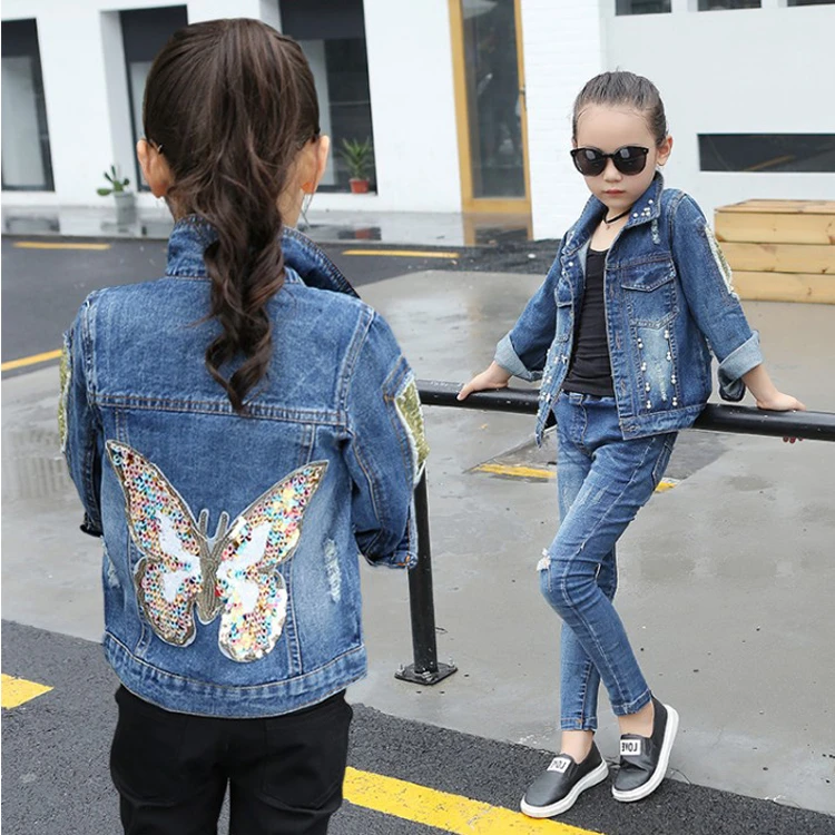 girls sequin denim jacket