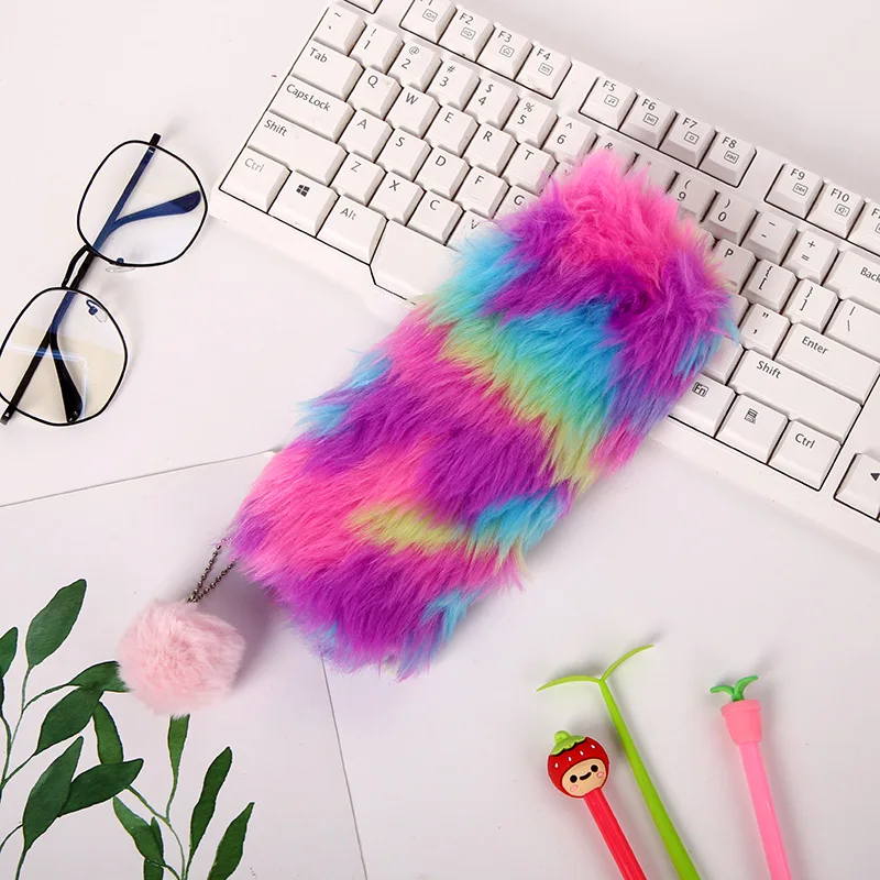 Плюшевый чехол-карандаш с милым радужным холстом для школы kawaii estuche para lpices для девочек trousse scolaire cartuchera lapices astuccio - Цвет: B