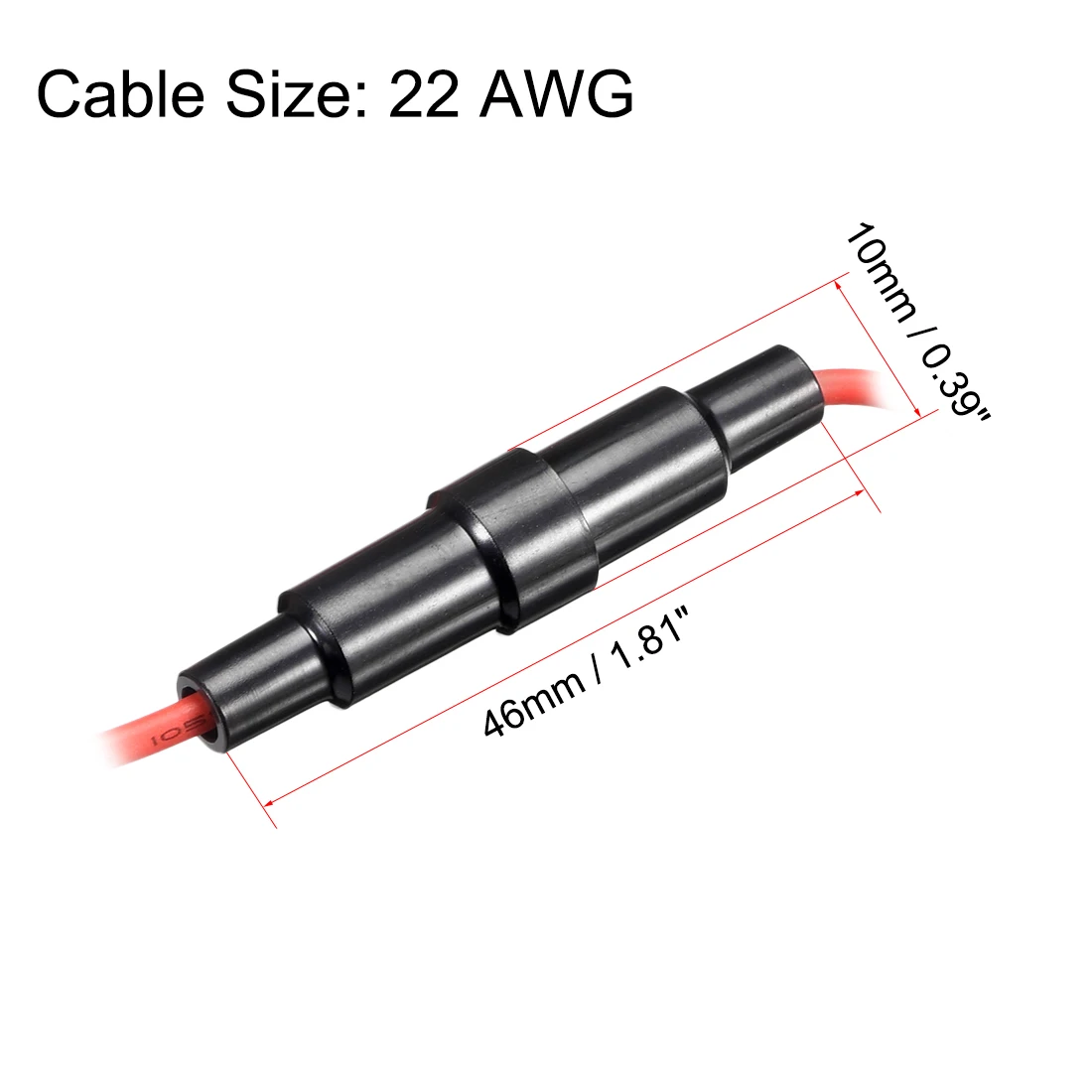 Uxcell Встроенный винт типа 5 мм x 20 мм Держатель предохранителя 22AWG(2 шт