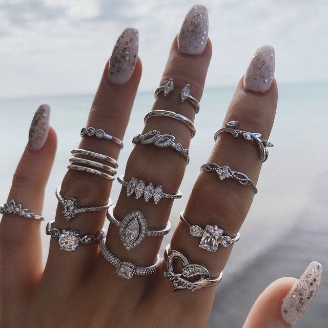 jewelry women rings rose gold ring set vintage sale undefined wholesale bague femme for girls bts accesorios Christmas 2020