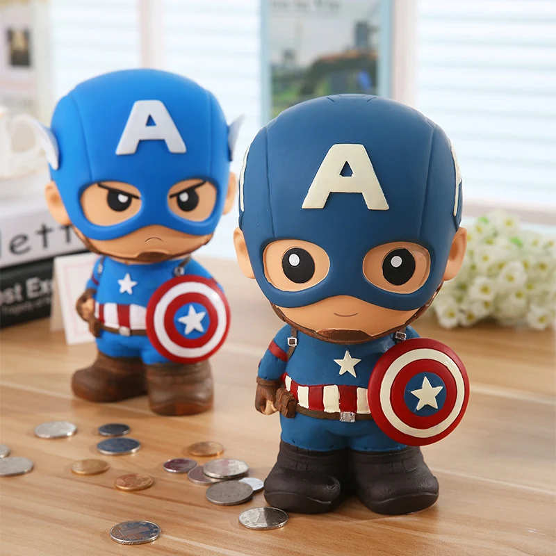 Мультфильм Marvel супергерой Капитан Америка Косплей Реквизит каваи монета копилка для детей смолы экономии горшок украшения подарки