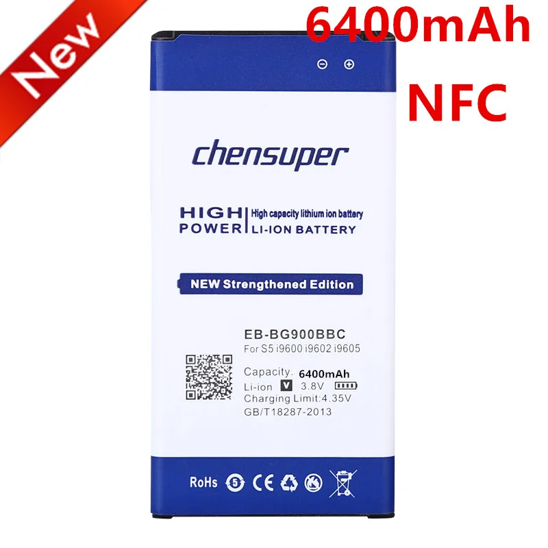 Аккумулятор для Samsung Galaxy S5 I9600 I9602 I9605 G900F G900T G9008 G9009D G9006W G900 6400 мАч | Мобильные