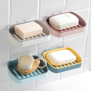 

Bathroom Plastic Bamboo Soap Box Holder Dish Portable Toilet Shower Tray Draining Rack Storage Plate Tray Case Gadgets Container