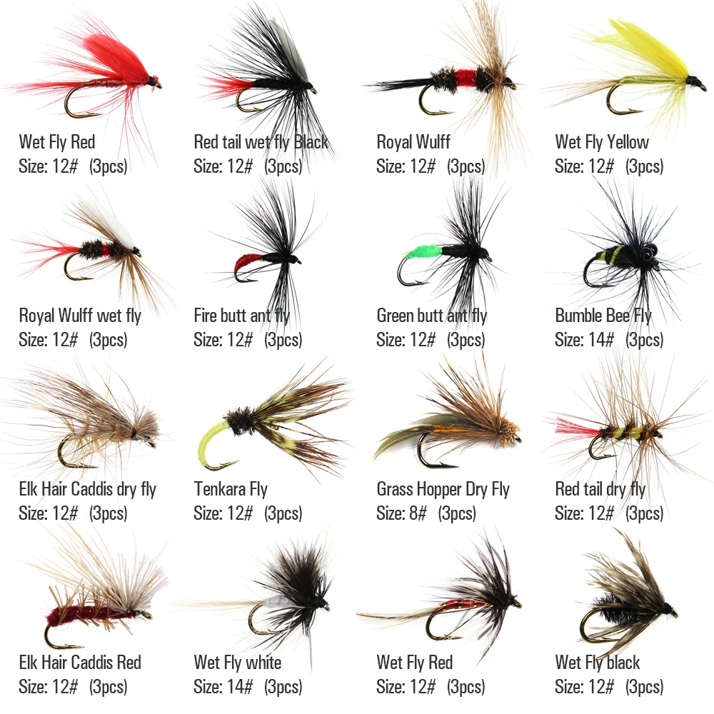 Mixed Assortment of Wet Trout Flies for Fly Fishing