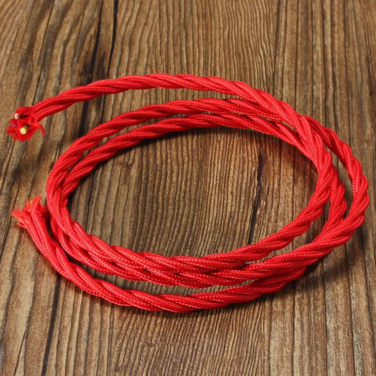 1 м винтажная цветная плетеная ткань гибкий кабель провод шнур электрическая лампа 3 ядра 0,75 см DIY светильники на тросах аксессуары - Цвет: Красный