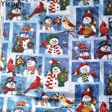 Хлопок синий год снеговик ткань Рождество Diy лоскутное ткань юбка платье подкладка лимит