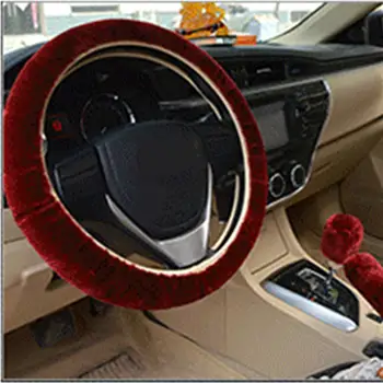 

3Pcs/Set Winter Warm Plush 36-39cm Car Steering Wheel Gear Shift Rod Brake Cover Universal Car Styling Accessories Interior