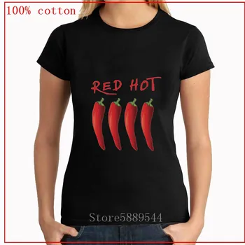 

Chili Vegetable Funny T-Shirt Red Peppers Design Hipster Tshirt Hot Spicy Food Music Party Streetwear Pre-Cotton women T Shirt