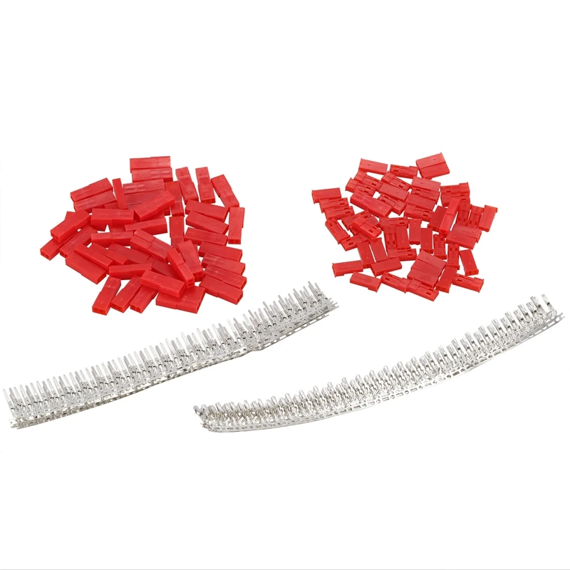 

300Pcs (50set) 2.54mm JST SYP 2-Pin Female & Male Red Plug Housing Crimp Terminal Connector Kit