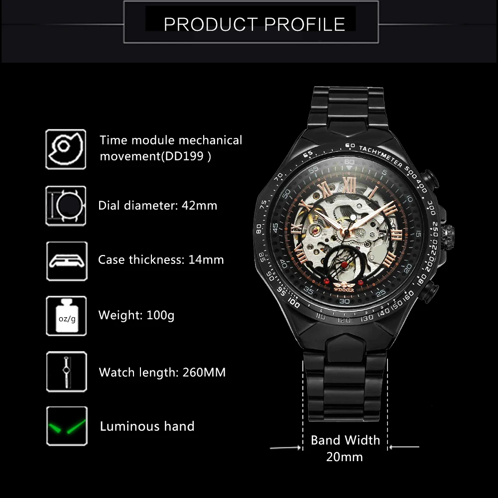 WINNER официальный повседневные мужские часы Лидирующий бренд Роскошные автоматические механические часы для мужчин Скелет циферблат стальной ремешок хип-хоп наручные часы