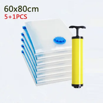 

5Pcs/Set Vacuum Storage Bag For Clothes Quilt W/ Valve Sealer Foldable Compressed Organizer Space Saver Storage Tool