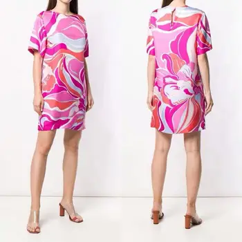 

Women's new high quality elastic knitted slim Short Sleeve silk jersey Dress