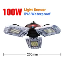 

E27 Fan Garage Light 220V High Bay Light E26 Industrial Ceiling Lamp Indoor Home Foldable Bulb 60W 80W 100W Stadium Lighting LED