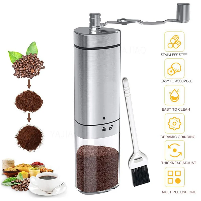 YAJIAO-Portable-Manual-Coffee-Grinder-Transparent-Stainless-Steel-Hand-Crank-Coffee-Machine-for-Travel-Camping-Backpacking - 副本