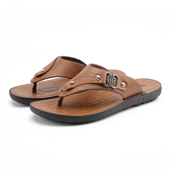

MLEAM New Summer Cool Beach Men's Slipper British Style Men Flip Flops Platform Non-slide Male Sandals Zapatos Hombre Size 39-44