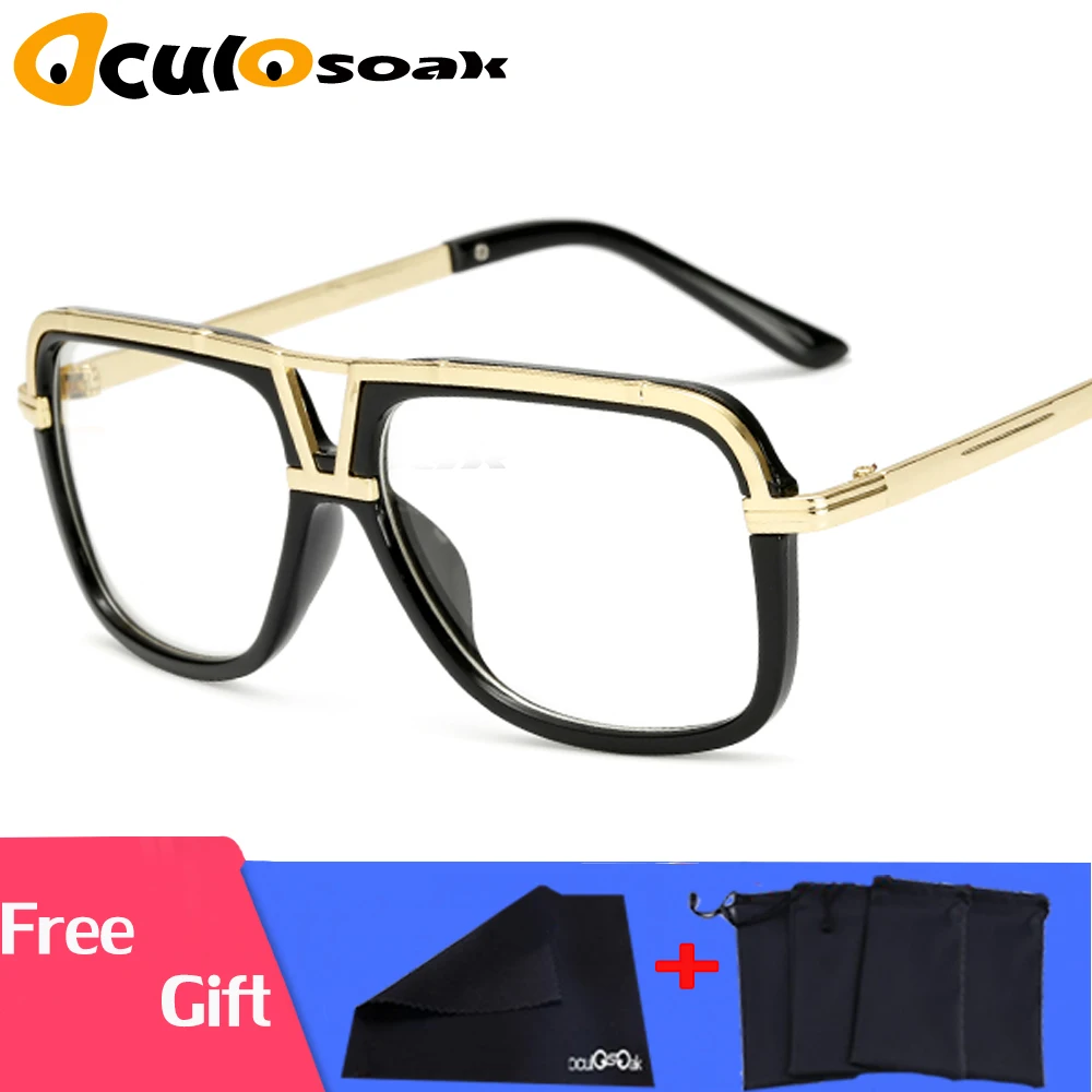 

2019 Popular Oversize Women Square glasses Brand Designer Fashion Men Transparent Frame Clear Lens Glasses