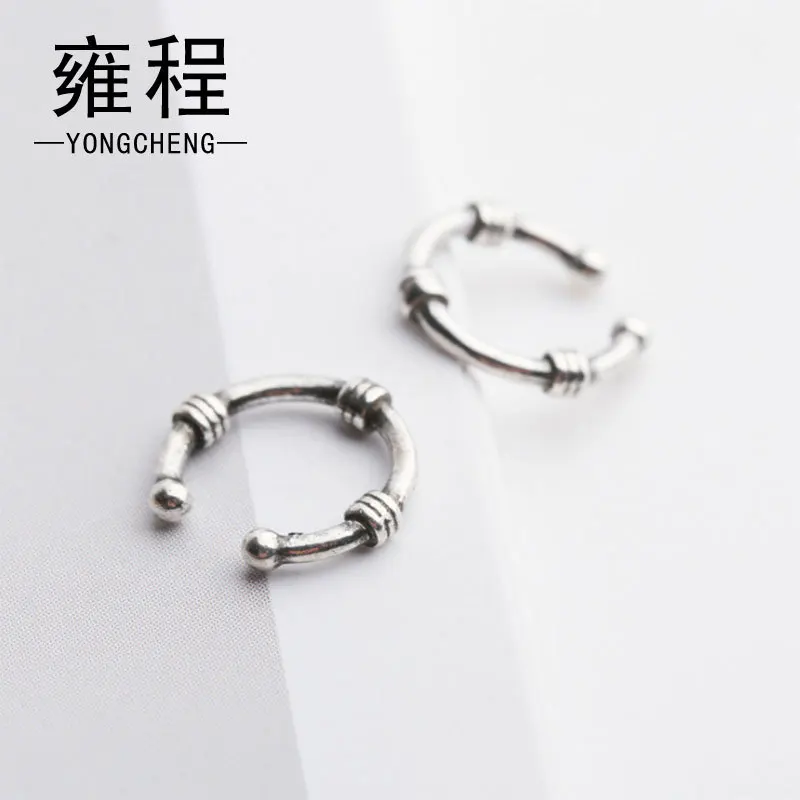 Yong Cheng бамбуковый ткацкий мини S925 тонкий серебряный зажим для ушей простой студенческий женский