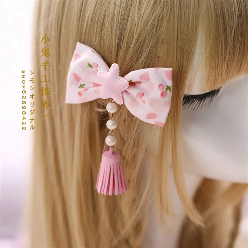 Японское кимоно Вишневый кружевной бант Kawaii Кролик ободок для головы наголовный обруч Милые Женские Розовые заколки с орнаментом аксессуары для волос - Цвет: Серый