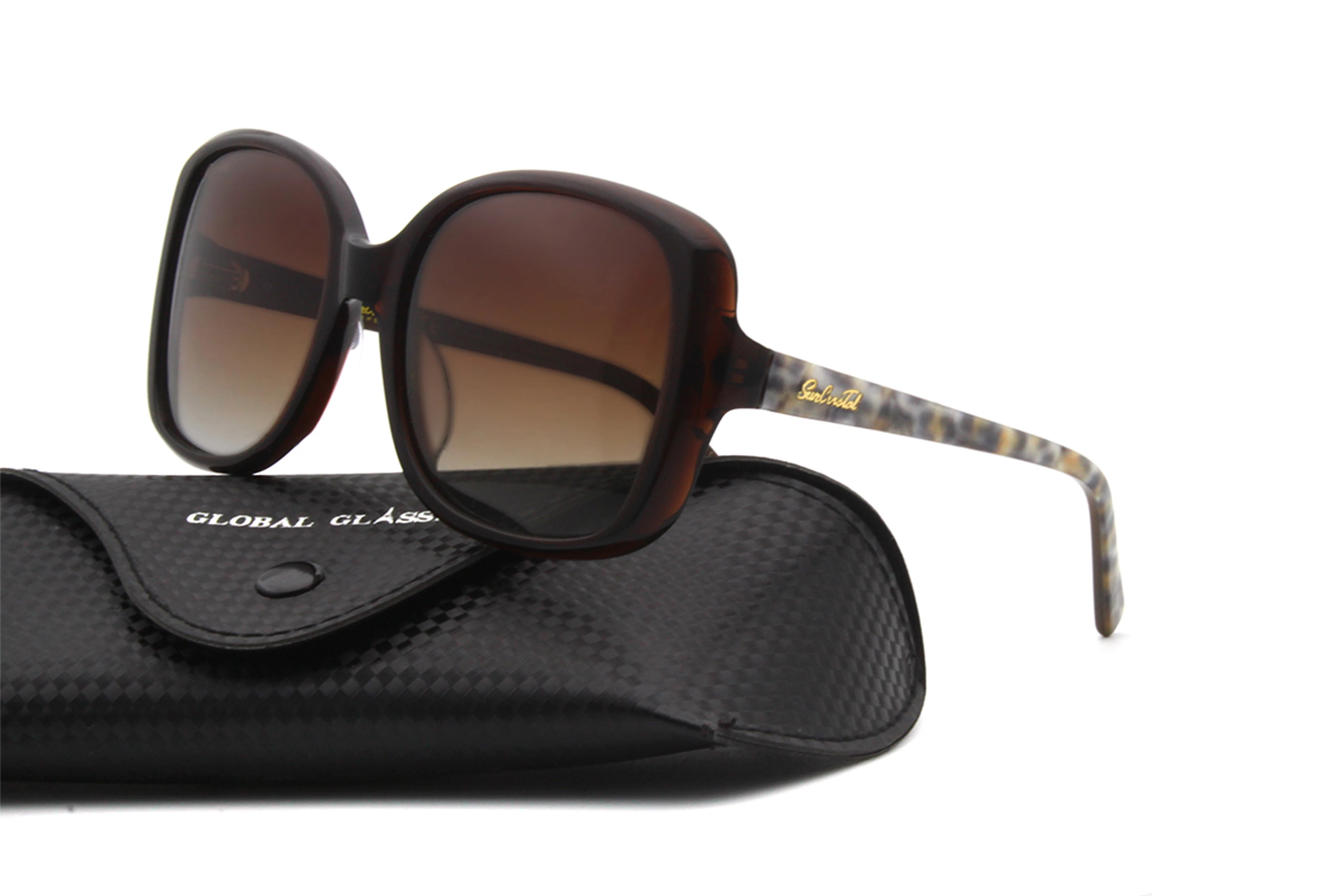 Женская квадратная форма UV400 Защитные поляризованные линзы ацетат солнцезащитные очки три замечательных цвета на выбор 1101
