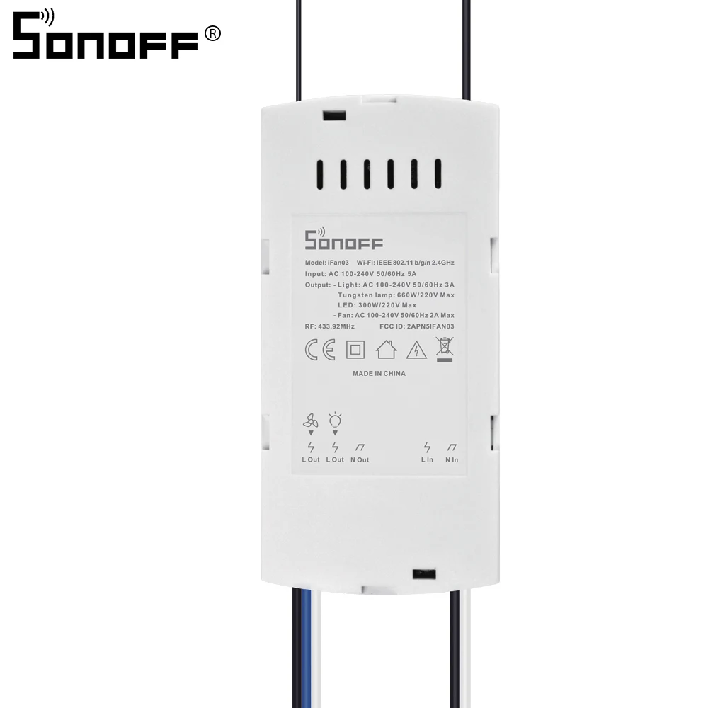 SONOFF IFAN03/RM433 Wifi умный потолочный вентилятор диммер переключатель вентилятор со светодиодным светильник скорость дистанционного управления 433 МГц Работа с Google Home - Комплект: IFAN03