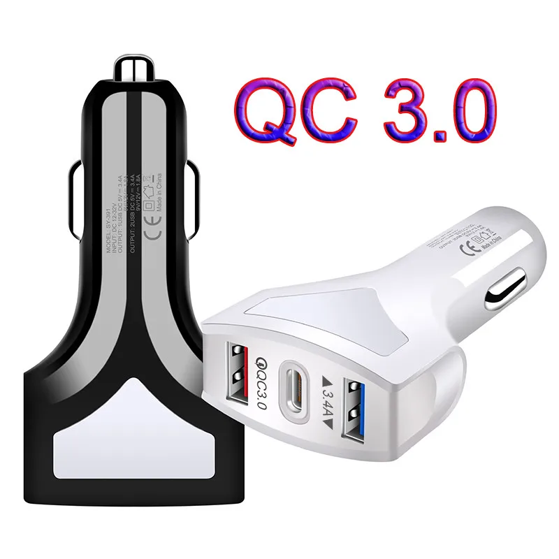 

QC 3.0 Dual USB Car Charger Safety Quick Charge 3.0 Car Fast PD Car Charger Phone Charging Adapter in car for all smart phone