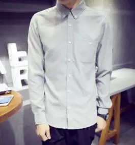 

2020 Spring and autumn new slender men's long-sleeve shirt fashion leisure pure color youth fashion men's clothing