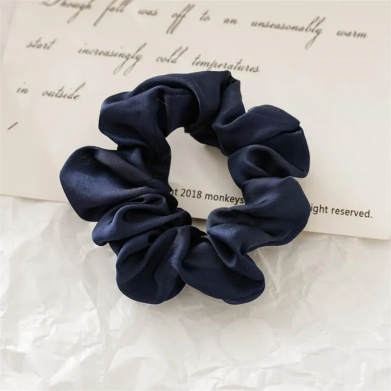 navy blue Модный многоцветный головной убор тюрбан для женщин с большим бантом, резинки для волос, резинки для волос, ленты для волос, галстуки с хвостиком, повязка на голову - Цвет: navy blue