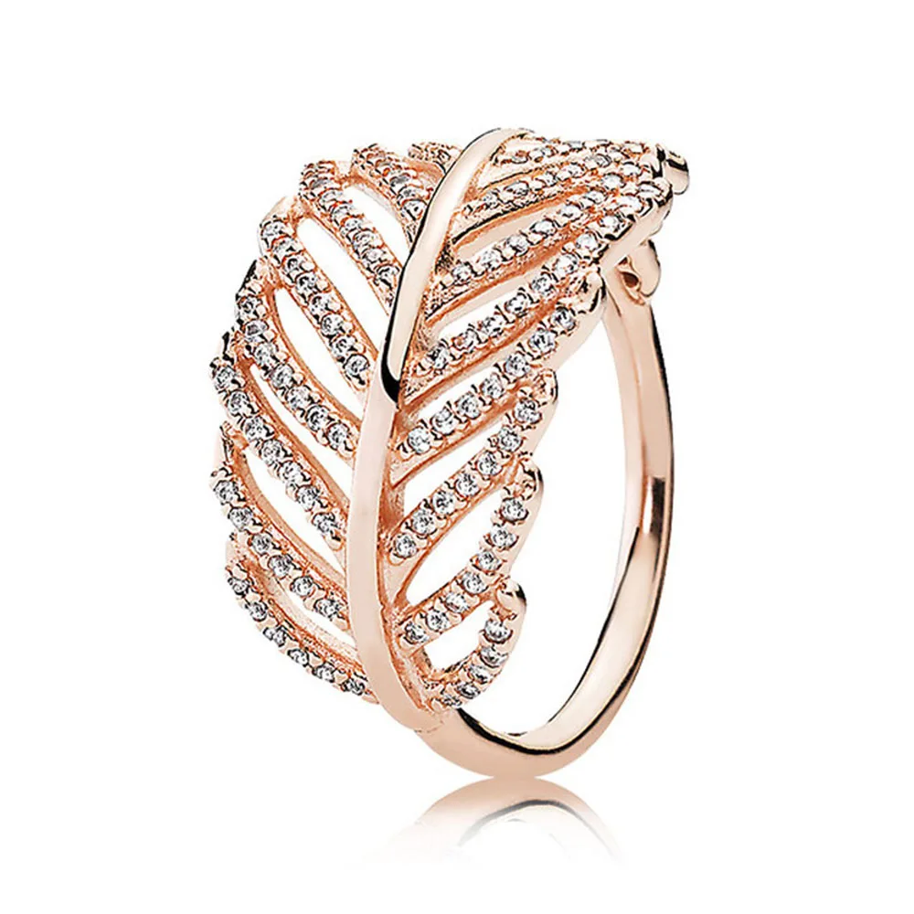 Paylor классические популярные кольца с листьями из розового золота и серебра с AAA цирконием Брендовое кольцо для женщин модное ювелирное изделие - Цвет основного камня: Rose Gold Color