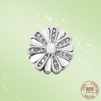 

2020 NEW 925 Sterling Silver Charms Daisy Sparkling CZ Fixed buckle Original Reflection Fit Original silver Bracelet Jewelry