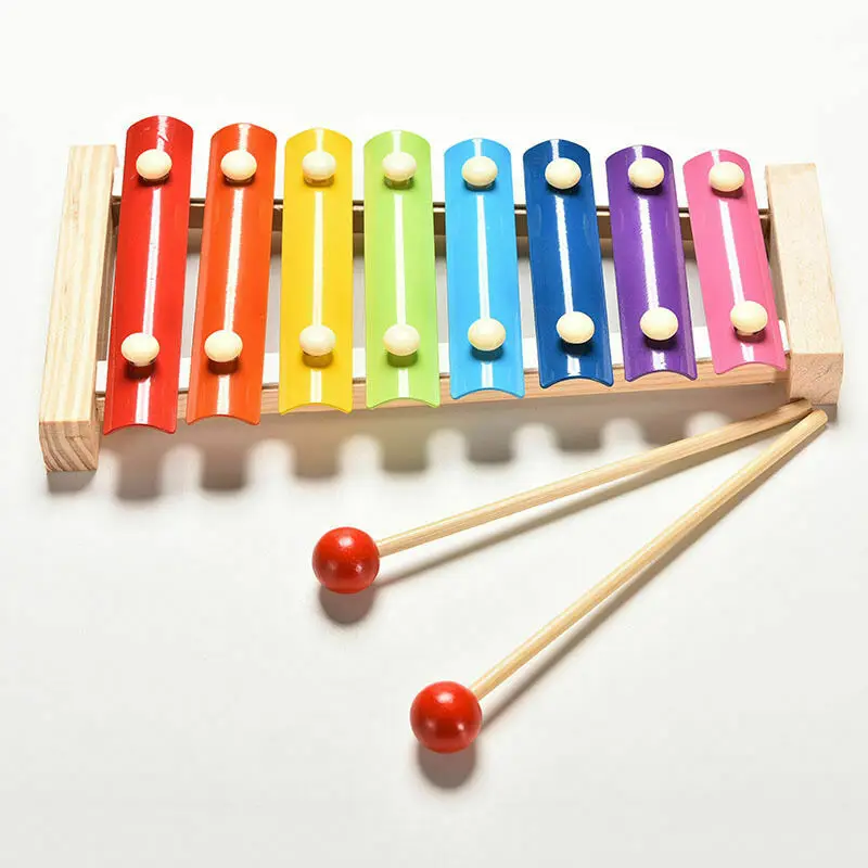 8 Tone Xylophone Piano Musical Toys Wisdom Development Wooden Toy for Baby Kid 