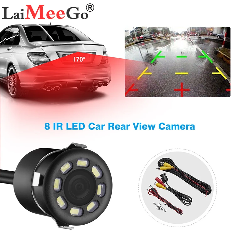 Car 170° Wide-Angle 2 LED Light Night Vision View Reverse Backup Parking Camera