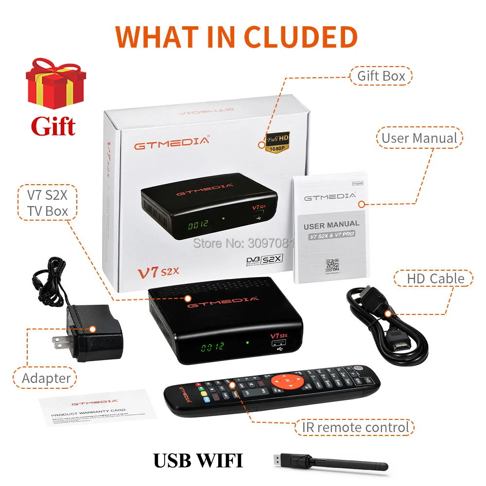 FHD DVB S2 GTmedia V7 S2X цифровой спутниковый ресивер обновленный gtmedia v7s hd 1080P приемник usb