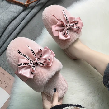 

Cozy Women Home Slippers Winter Warm Shoes Woman Slip on Flats Slides Female Faux Fur Slippers Women Shoes Closed Toe