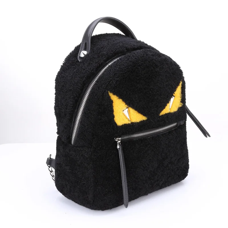 

Bluetooth Anti-theft Backpack Zipper Alarm Backpack Women's Lambs Wool Fur Clothing Europe And America Trend of Fashion WOMEN'S