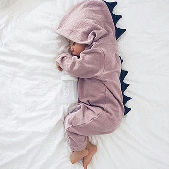 

Cartoon Dinosaur Design Hooded Baby Rompers Newborn Clothing Cotton Long Sleeve Jumpsuits Boys Girls Outerwear Costume