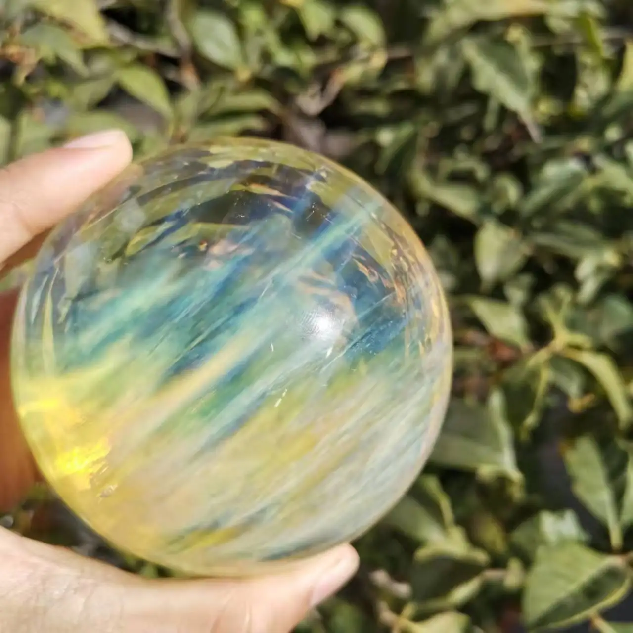 

80~90mm Yellow Melting quartz crystal ball with Stand quartz Crystal sphere for Decorative Ball